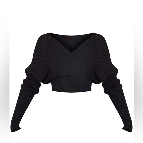 NWT Black Knit Crop Top - Picture 3 of 5